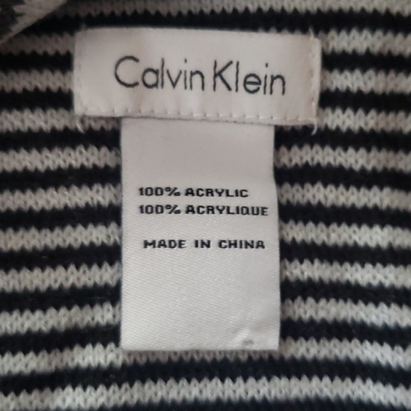 calvin klein striped scarf black & white - Picture 4 of 4